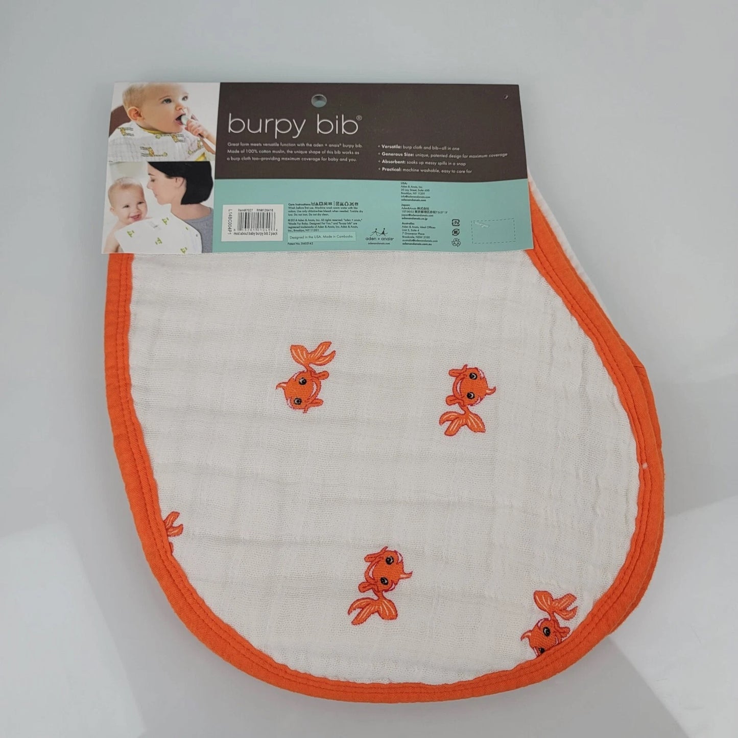 Aden + Anais Baby Burpy Bib Frogs and Fish Goldfish