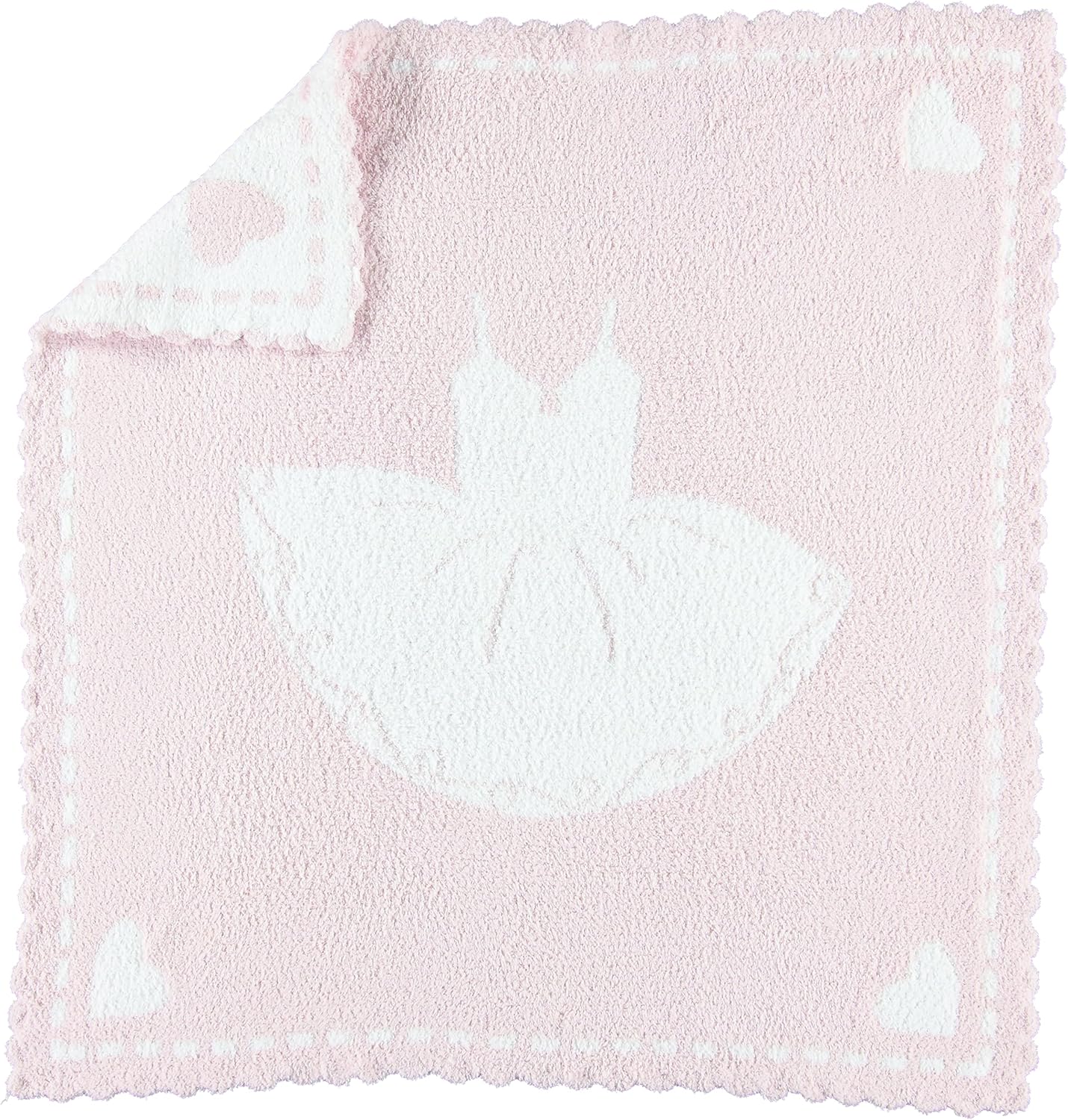 Barefoot Dreams CozyChic Scalloped Baby Receiving Blanket Stone & White Rocking Horse